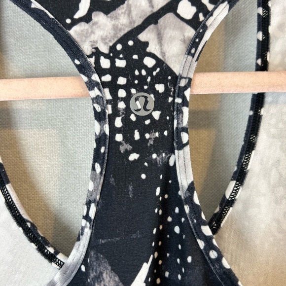 Lululemon Racerback cool tank CRB black static mist white shirt size 8 - Picture 5 of 7